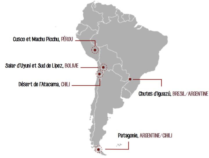 Carte du monde du désert de Patagonie